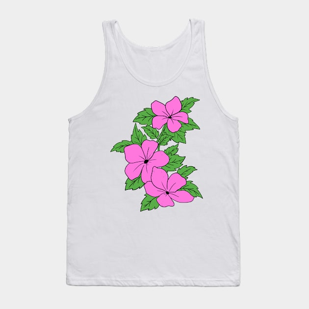 Pink Cherry Blossom Hand Drawn Gardening Gift Tank Top by Mesyo